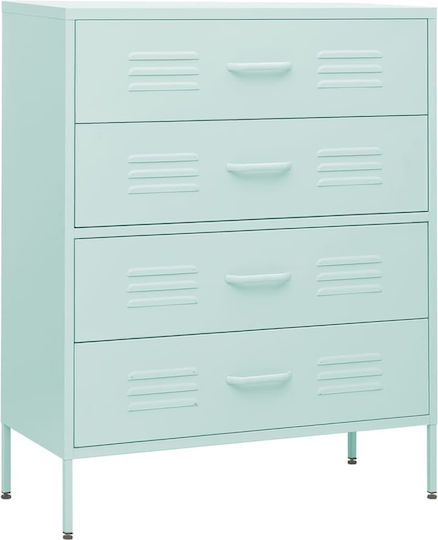 vidaXL Office Storage Drawer Metal Mint 80x35x101.5cm