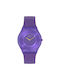Swatch Purple Time Uhr Batterie mit Lila Kautschukarmband