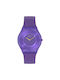 Swatch Purple Time Watch Battery with Purple Rubber Strap