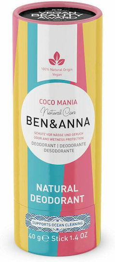 Ben & Anna Coco Mania Deodorant Natural Stick Fără Aluminiu 40gr