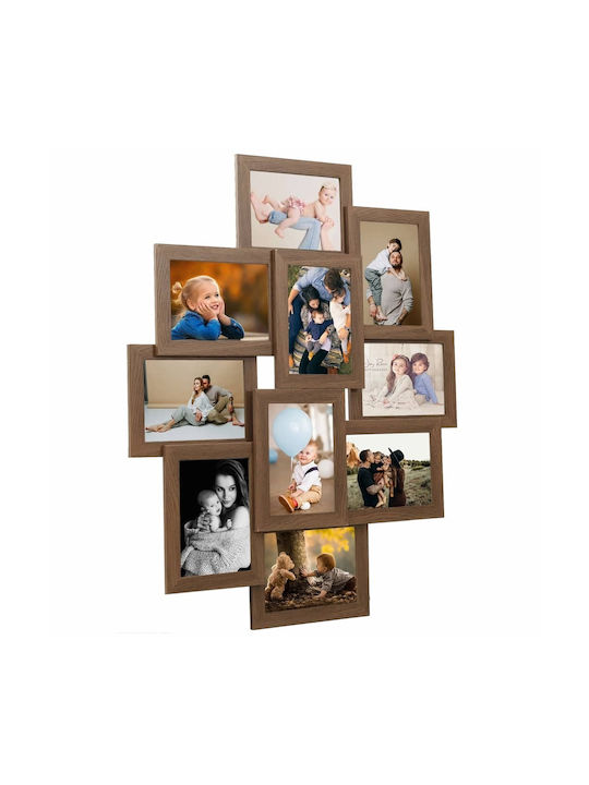 vidaXL Wall-Mounted Multi Wooden Light Brown Picture Frame