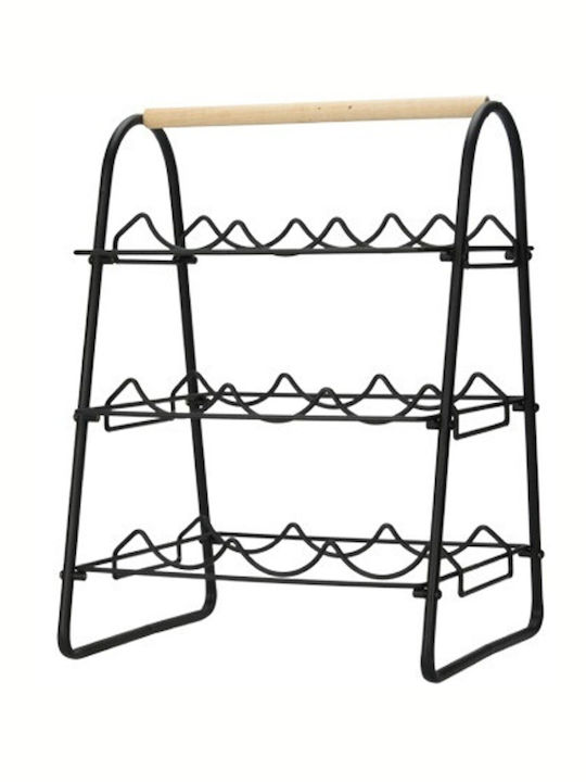 Freistehend Flaschenhalter Metallisch für 9 Flaschen Schwarz 33x29x46εκ.