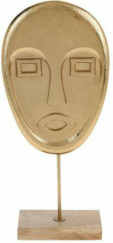 Decorative Bust made of Metal Oval Mask 12x7x34cm 1pcs
