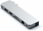Satechi USB-C dublu Stație de andocare cu HDMI 4K PD Ethernet Argint (ST-UCPHMXS)