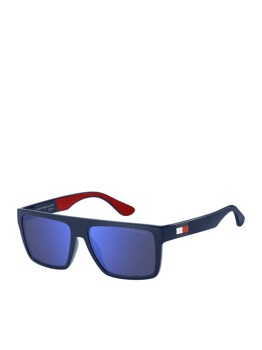 Tommy Hilfiger Men's Sunglasses with Navy Blue Plastic Frame and Blue Polarized Lens