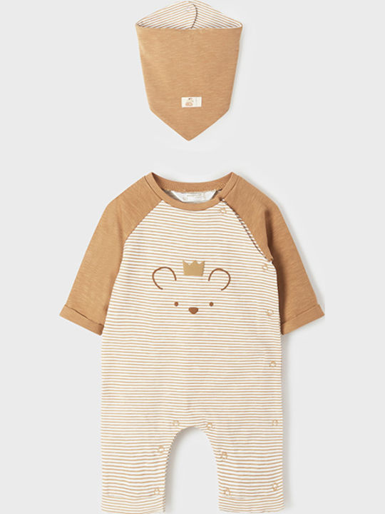 Mayoral Set Babystrampler Langärmliges mit Zubehör Braun 2Stück
