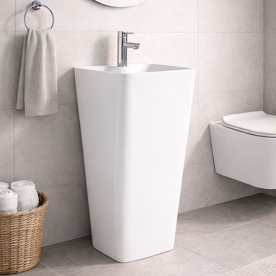 Vinci Cube Slim Подова мивка Порцелан 43x36x83см Бял
