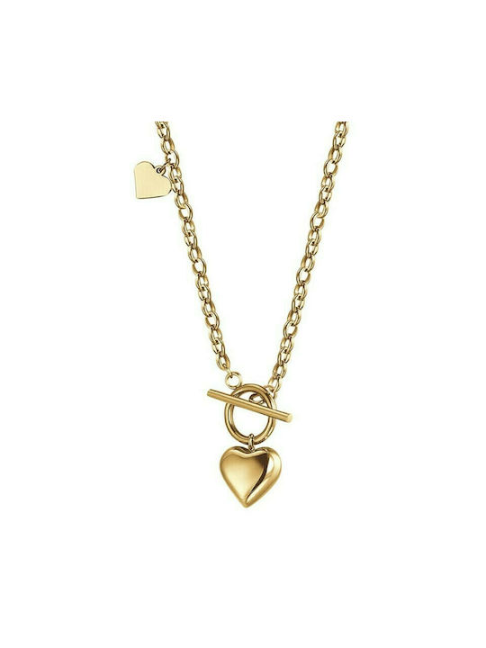 Luca Barra Halskette Herz aus Vergoldet Stahl