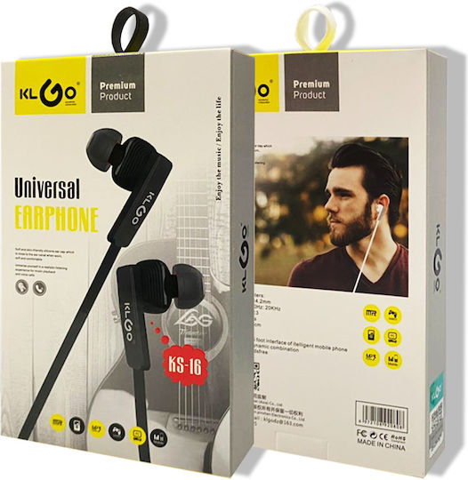 KLGO KS-16 In-ear Handsfree με Βύσμα 3.5mm Μαύρο