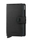 Miniwallet Carbon Δερμάτινο Ανδρικό Πορτοφόλι Καρτών με RFID και Μηχανισμό Slide Μαύρο