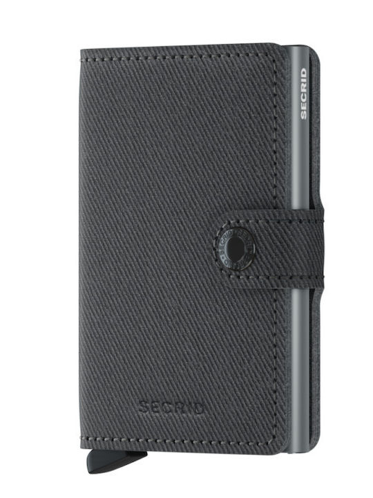 Miniwallet Twist Leather Men's Wallet Cards with RFID and Slide Mechanism Gray