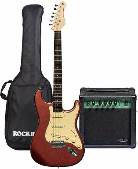 Stagg SES-30 Комплект Електрическа Китара с SSS Конфигурация на Пикапите Candy Apple Red