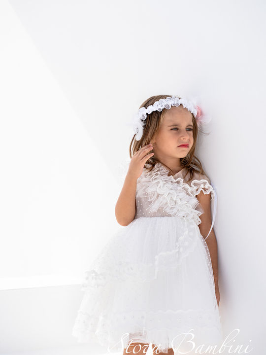 Stova Bambini Bambini White Baptism Clothes Set with Lace Dress 2 Pieces