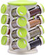 Plastic Tabletop Rotating Spice Rack Green 16pcs