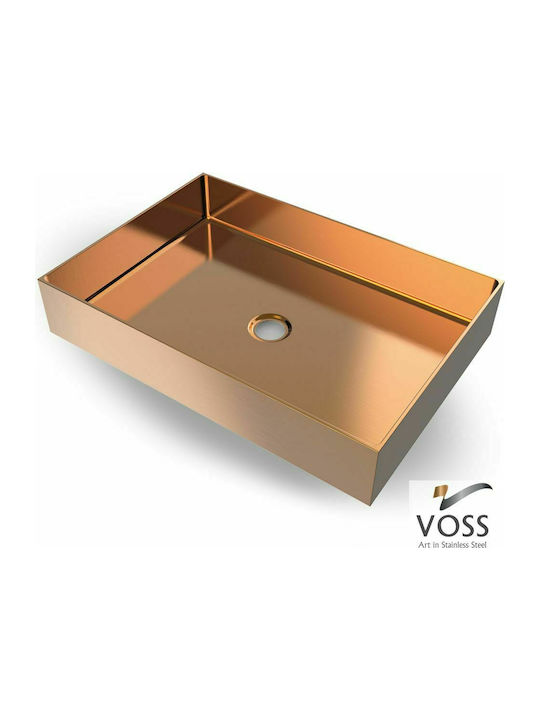 Voss Aldo PVD Επικαθήμενος Νιπτήρας Inox 55x38cm Gold Brushed