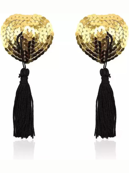 Fetish Addict Self Adhesive Heart Sequin Nipple Gold