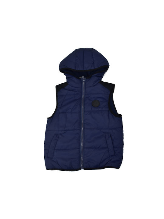 Joyce Kids Quilted Jacket Sleeveless short with Lining & Protection Hood Navy Blue