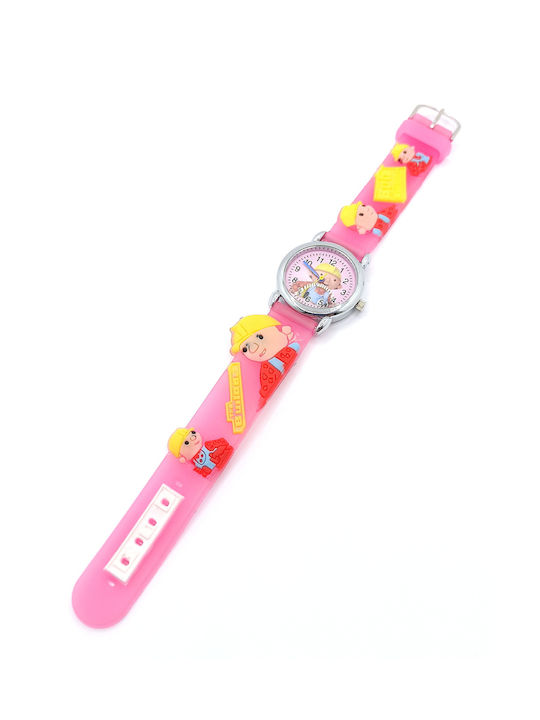 PS Silver Kids Analog Watch with Rubber/Plastic Strap Pink