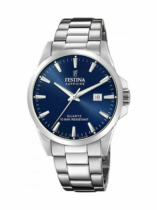 Festina Herrenuhr 41mm Batterie mit Silber Meta...
