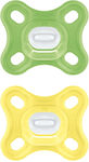 Mam Orthodontic Pacifiers Silicone Green/Yellow with Case for 0-2 months 2pcs