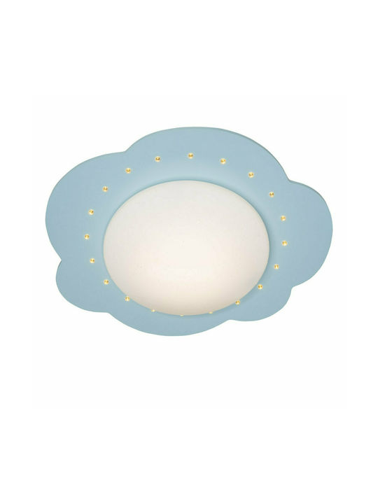 Cloud Single Bulb Kids Lighting Pendant Wooden 11W Μπλε