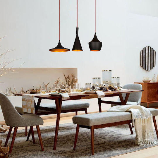 Opviq Elmas Hängelampe Schwarz Schiene mit Fassung E27 80x130cm.