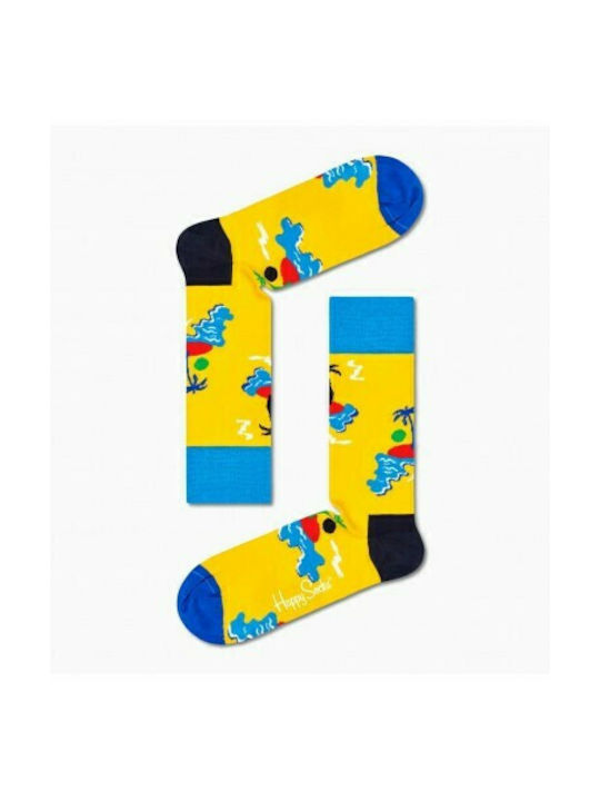Happy Socks Island In The Sun Unisex Κάλτσες με Σχέδια Κίτρινες