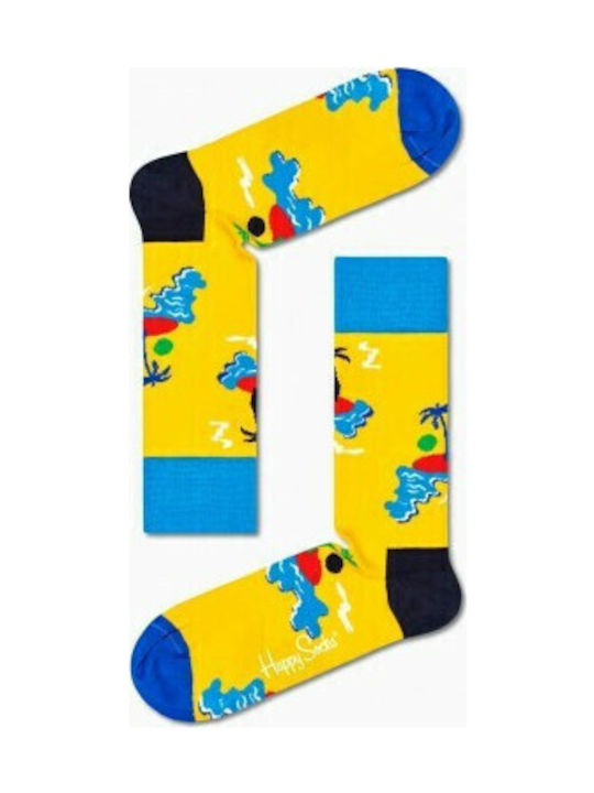 Happy Socks Island In The Sun Κάλτσες με Σχέδια Κίτρινες