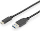 Digitus USB 3.1 Cable USB-C Male - USB-A PD Black 1m