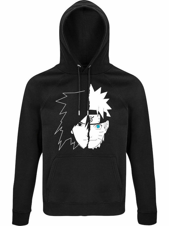 Naruto Sasuke Split Face, Anime Hanorac cu glugă Naruto Negru