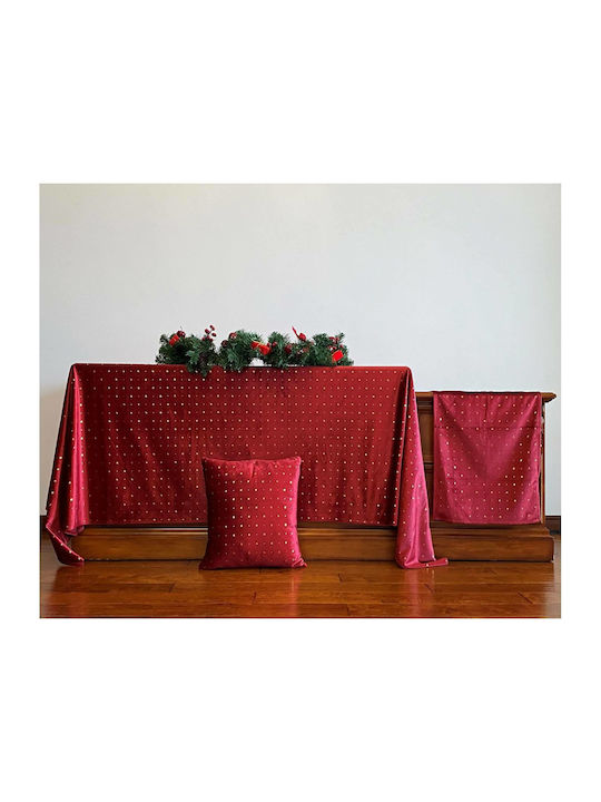 Liolios Home Christmas Tablecloth Square Fabric Red Length 260cm 1pcs