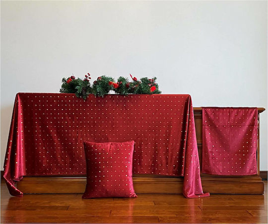 Liolios Home Weihnachtlich Tischtuch Quadrat Stoff Rot L260xB160cm.
