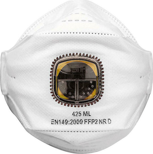 JSP Springfit 425ML Μάσκα Προστασίας FFP2 με Βαλβίδα σε Λευκό χρώμα 10τμχ