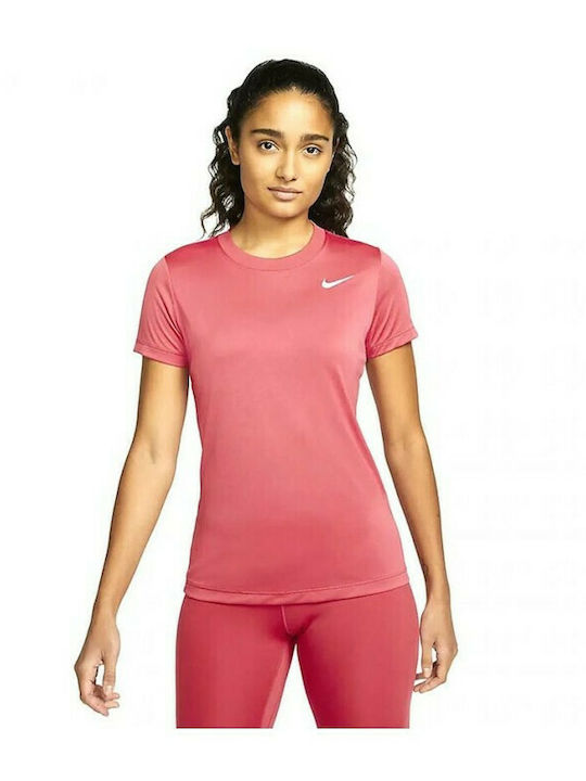 Nike Women's Short Sleeve Sport Blouse Ροζ AQ3210-622