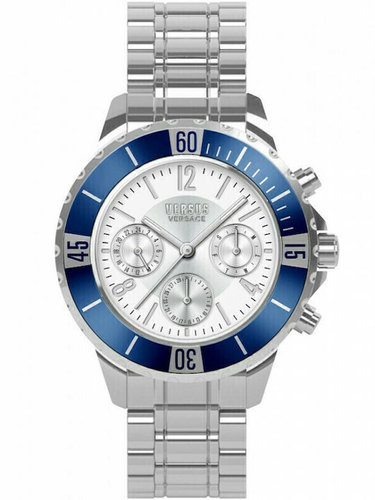 Versus by Versace Men's Watch 44mm Chronograph Battery with Silver Stainless Steel Bracelet