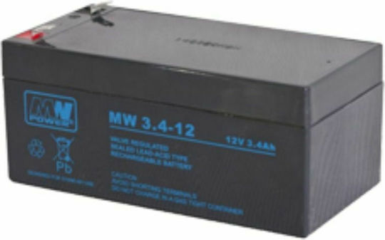 MW Power MW 3.4-12 Μπαταρία UPS με Χωρητικότητα 3.4Ah και Τάση 12V