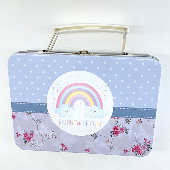 Taufgeschenke in einem Koffer Regenbogen aus Metall