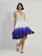 Ble Resort Collection Summer Mini Dress Navy Blue/White