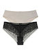Γυναικεία Slip 2Pack με Δαντέλα Μαύρα