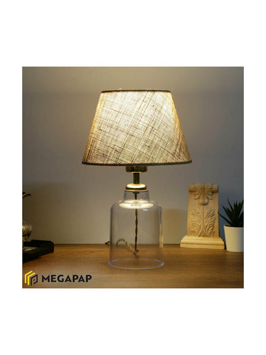 Megapap Atkinson Plastic Table Lamp with Beige Shade and Transparent Base