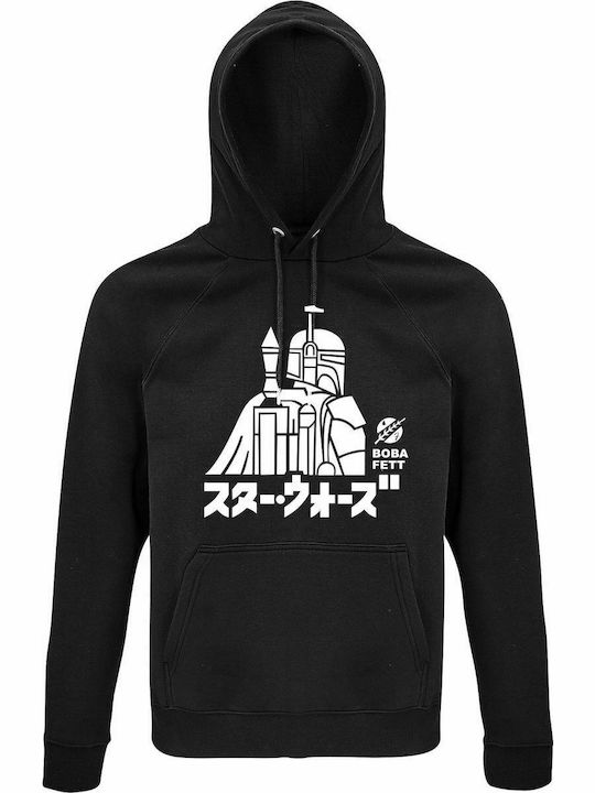 Hanorac unisex, organic " Boba Fett, Mandalorian, Star Wars", negru