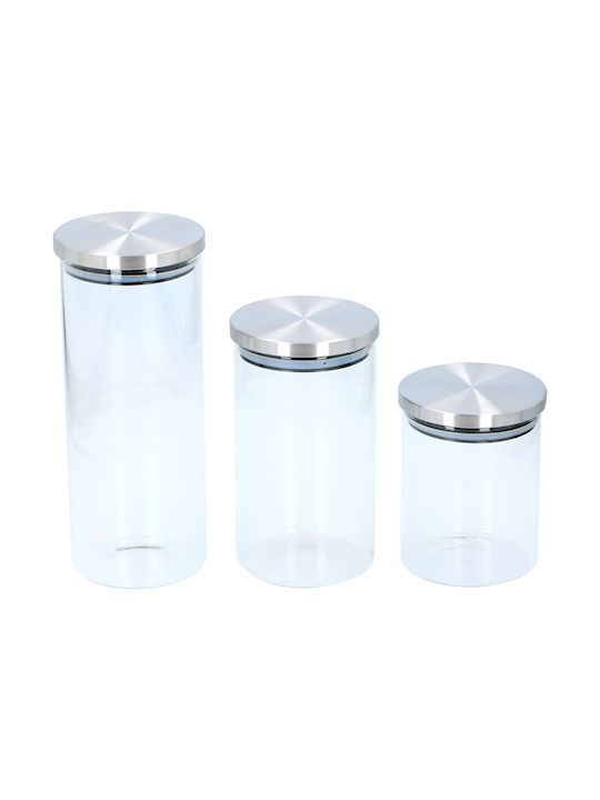 Alpina Appliances Set 3 Pieces General Use Glass Jars with Lid Transparent 3 Pieces