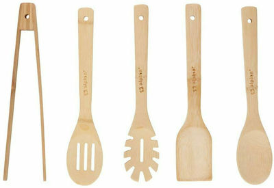 Alpina Bamboo Serving Utensil Set Beige 4pcs