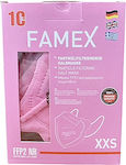 Famex Disposable Protective Mask FFP2 NR XXS Kids Pink 1pcs