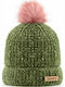 Connor Pom Pom Beanie Unisex Beanie mit Rippstrick in Grün Farbe