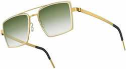 Lindberg Sunglasses Χρυσά with Metal Frame & Green Lens