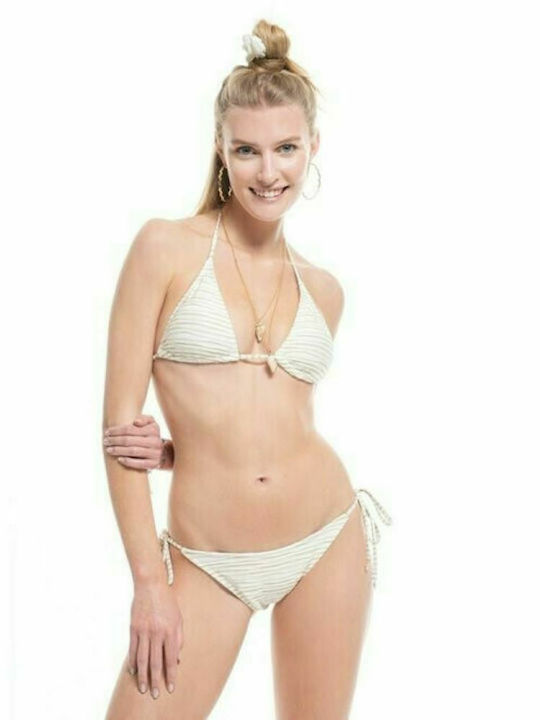 Niki Bikini Slip cu Dantelă Alb