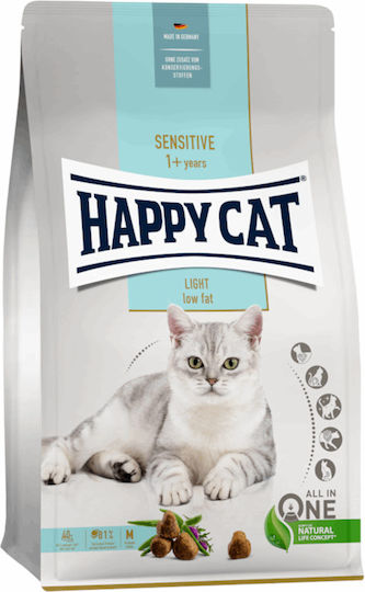 Happy Cat Adult Light Dry Food Diet for Adult Cats with Poultry / Salmon 0.3kg