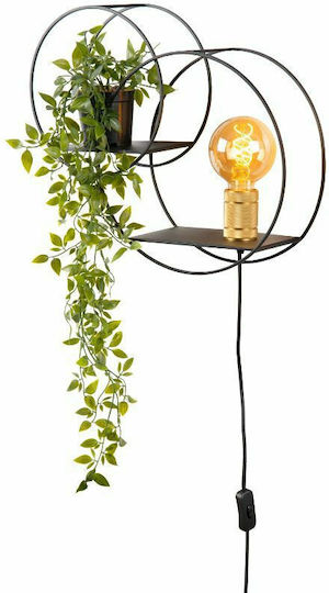 Lucide Lightning Circle Vintage Lamp Wall Socket with Socket E27 and Switch Black 43cm