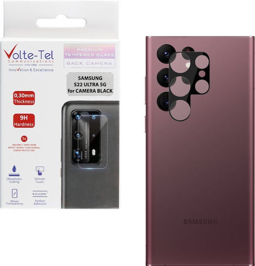 Volte-Tel 3D Curved Camera Protection Tempered Glass Black for the Galaxy S22 Ultra 5G